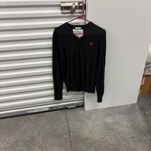 Abercrombie & Fitch Dark Gray Pull On V-Neck Muscle Sweater Red Moose Detail M